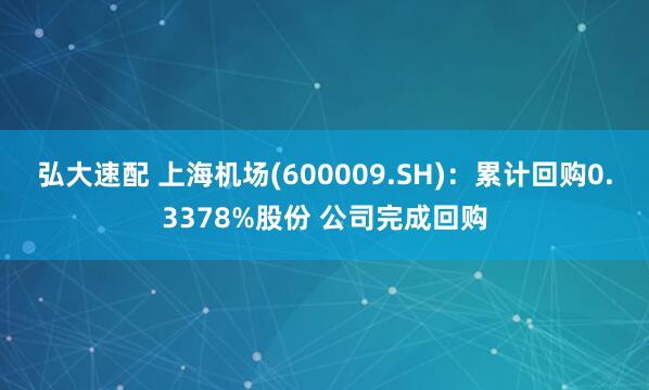 弘大速配 上海机场(600009.SH)：累计回购0.3378%股份 公司完成回购