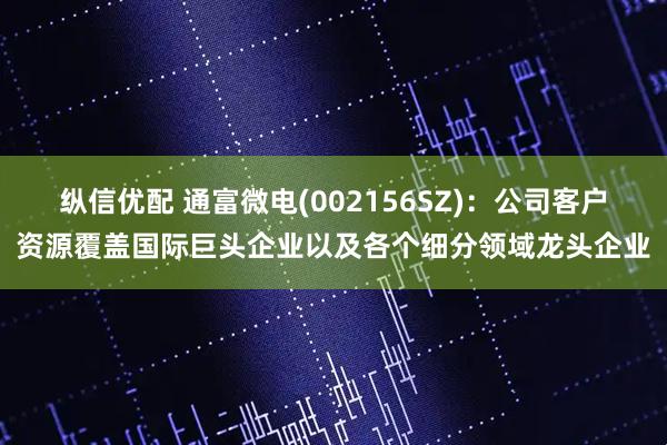 纵信优配 通富微电(002156SZ)：公司客户资源覆盖国际巨头企业以及各个细分领域龙头企业